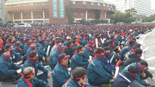 韩国现代重工业超2700工人罢工(高清组图)-国