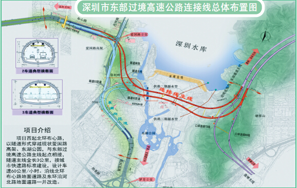 描述:深圳市东部过境高速公路连接线总体布置图